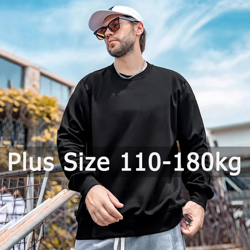 Oversized Tops Men Plus Size Autumn Pullovers Sweatshirts 6XL 7XL 110-180kg Man Round Neck Long Sleeve Printed Big Size Clothing - reetell