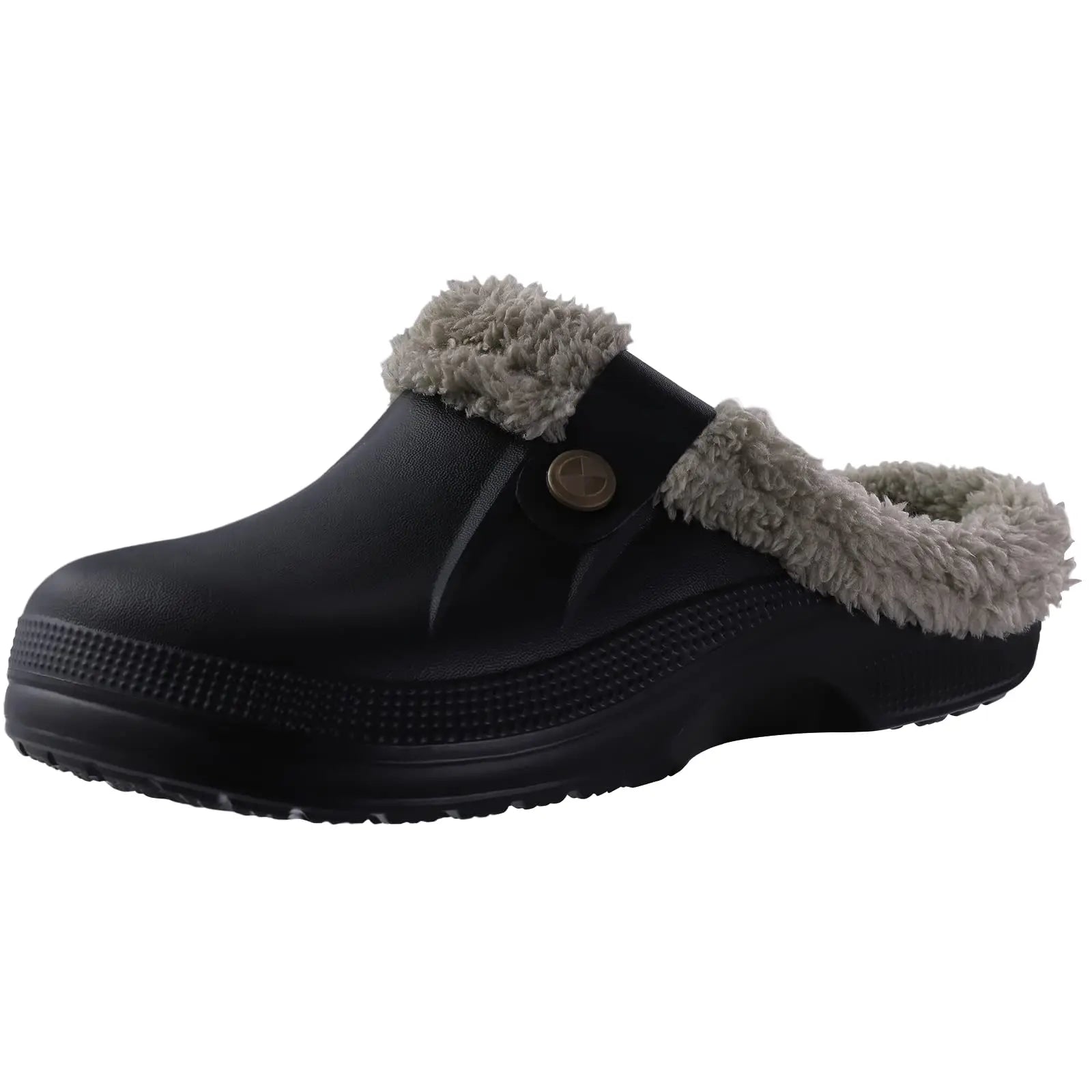 Eyriphy Classic Fur Lined Clogs For Women Waterproof Winter Fuzzy Slippers Mens Cotton Shoes For Indoor And Outdoor Rubber Soles