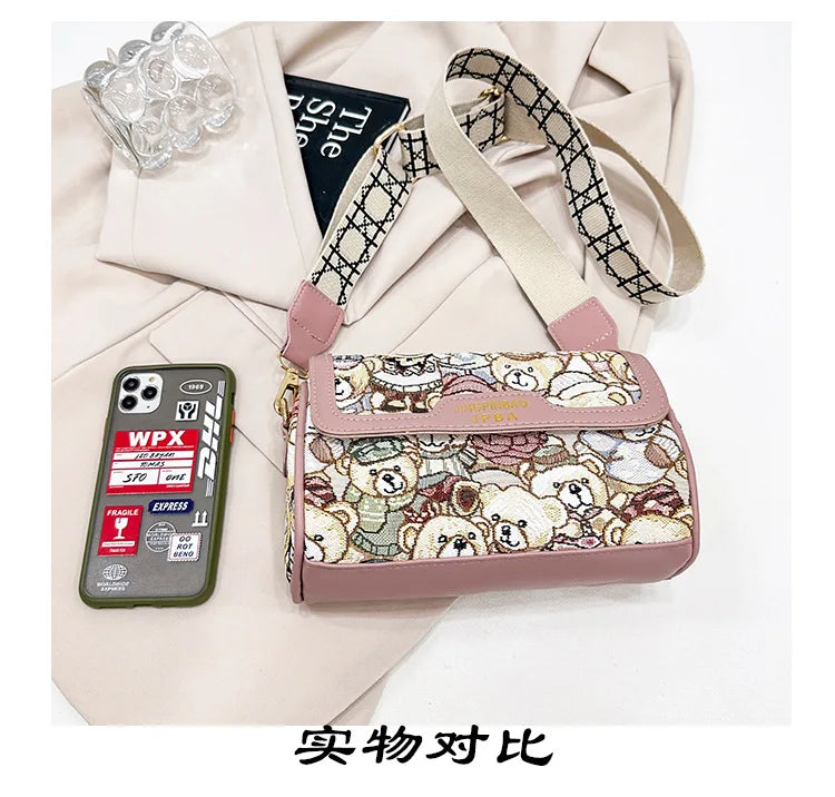 Casual Crossbody Bag Bear Pattern Stylish and Playful Handbags Women Bags Shoulder Hand Bags for Women Purses and Handbags ﻿