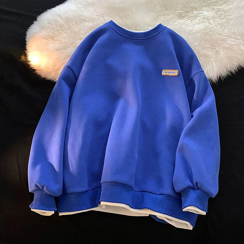 Fashion Loose Long Sleeve Pullovers Women Spring Korean  3XL Solid Color BF Sweatshirts Casual Lazy Wind Top New - reetell