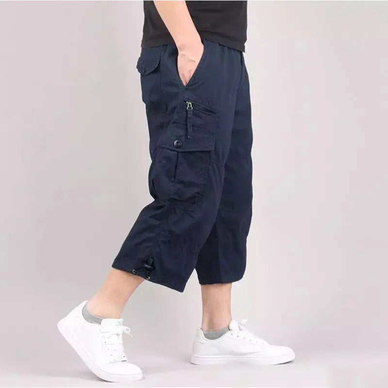 Knee Length Cargo Shorts Men's Summer Loose Casual Cotton Multi Pockets Breeches Capri Short Jogging Camouflage Tactical Shorts