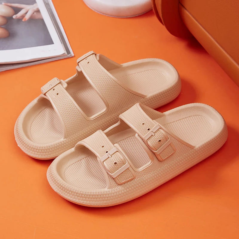 Soft Sole Home Slippers Men Summer Adjustable Buckle Non-Slip Beach Flip Flops Man Comfortable Thick Bottom Platform Sandals