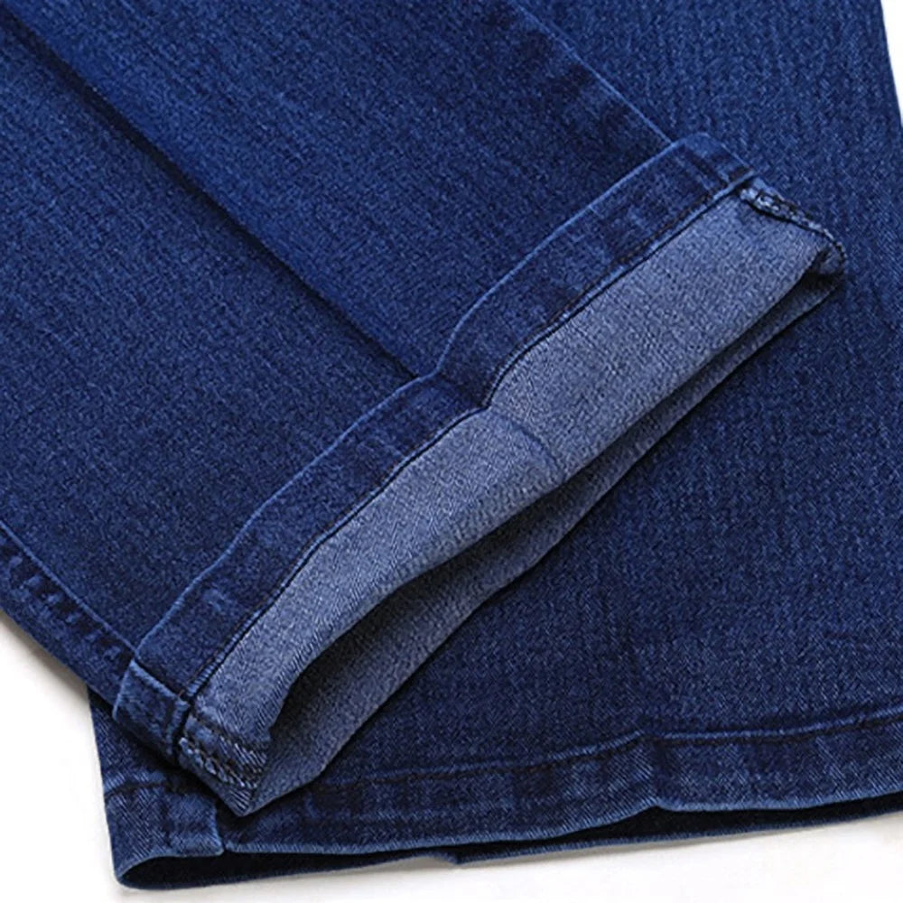 Size 30-45 Men Business Jeans Classic Male Stretch Jeans Plus Size Baggy Straight Men Denim Pants Cotton Blue Work Jeans Men - reetell