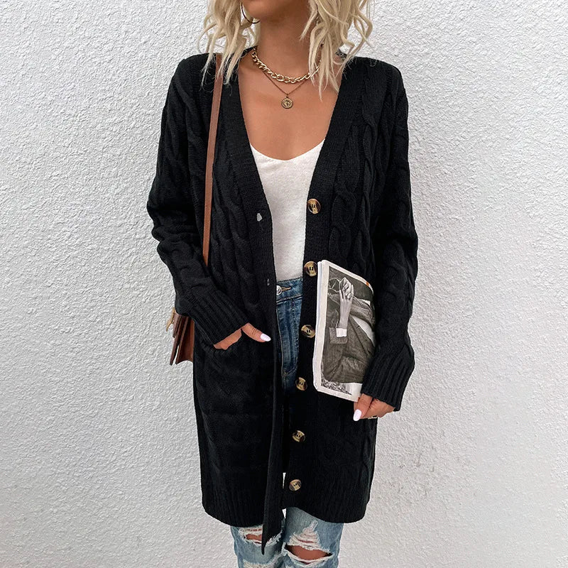 Women Casual Loose Cardigans Sweater Long Sleeve Knitted Coats Female Long Tops Women Streetwear Knitwear Outerwear Sweater Coat - reetell