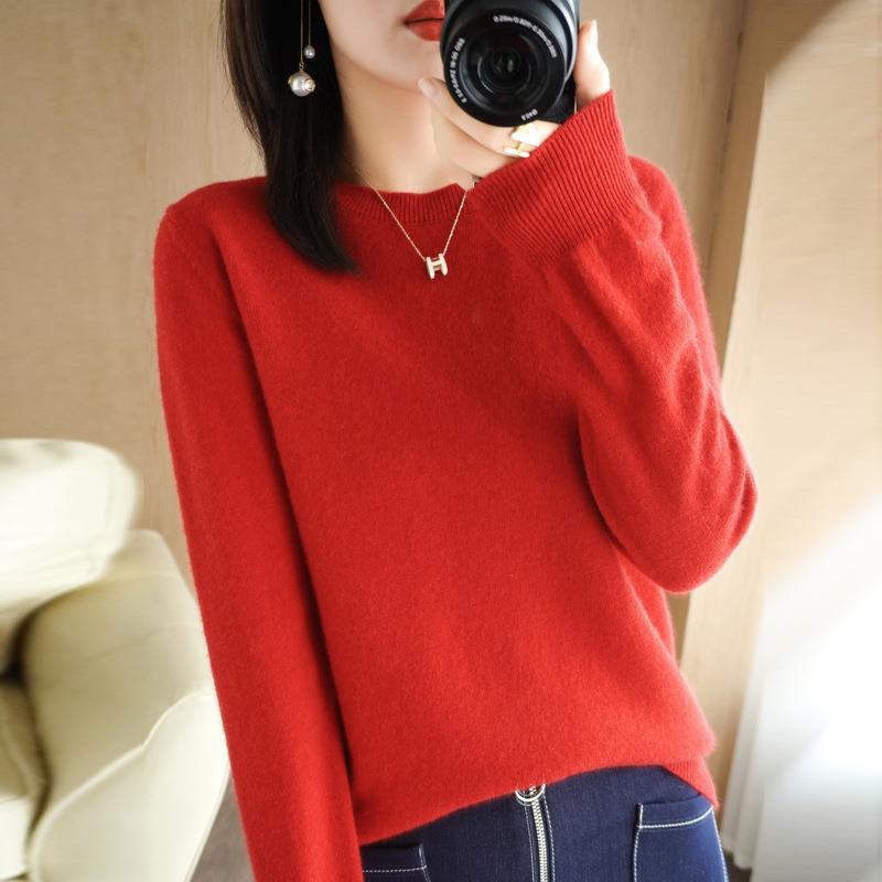 2024 Women Sweater Spring Autumn Long Sleeve O-neck Pullovers Warm Bottoming Shirts Korean Fashion Sweater Knitwear Soft Jumpers - reetell