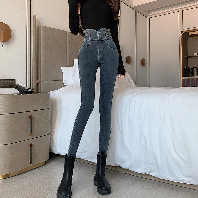 ZOENOVA Woman Jeans Vintage High Waist Women Skinny Pencil  Slim Stretch Denim Pants Tight Trousers 2023 Pant Y2K Korean Fashion - reetell