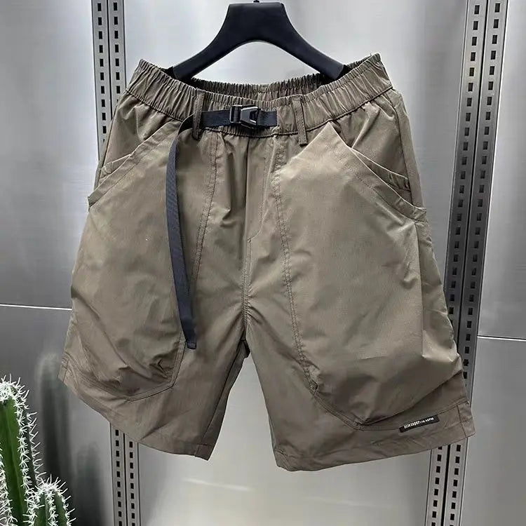 2024 Men's Large Pocket Waistband Work Shorts Summer Thin New Loose Straight Half Middle Pants - reetell