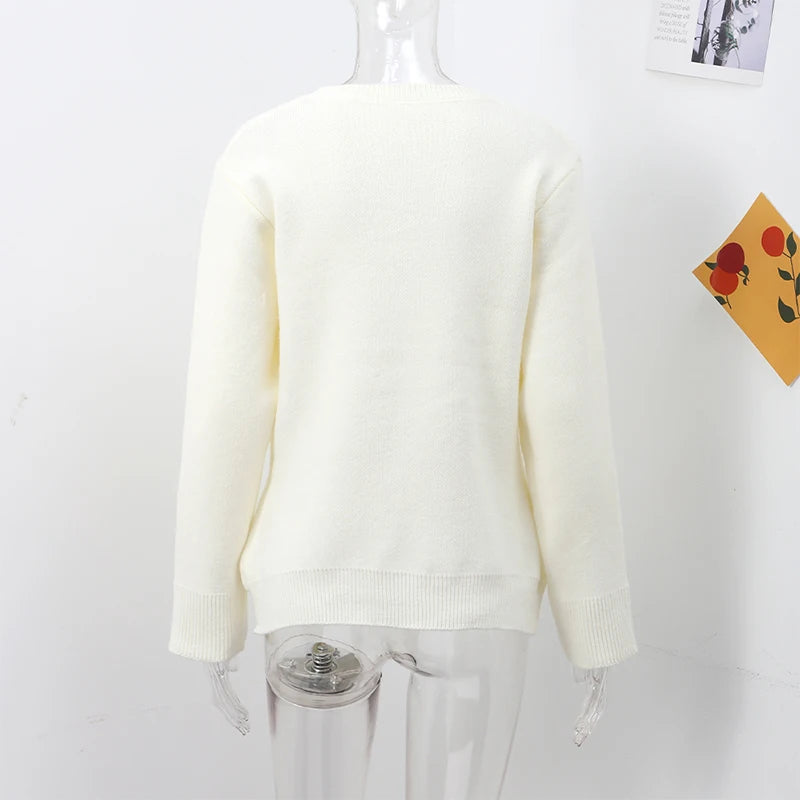 Knitted Solid Women Sweater Long Sleeve O Neck Female Cardigan 2024 Autumn Single Breasted Long Sleeve Pockets Lady Knitwear - reetell