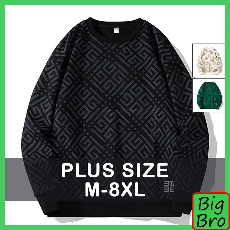 Sweatshirt Men Plus Size 6XL 7XL 8XL Oversized Pullovers Man Round Neck Long Sleeve Printed Casual Loose Tops Big Size Clothing - reetell