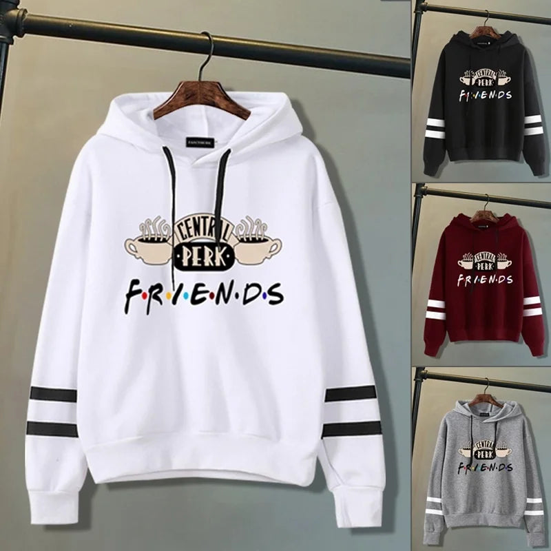 Women Friends TV Show Hooded Sweatshirt Cute Coffee Printing Hoodies Female Autumn Winter Casual Pullover Hoodies - reetell