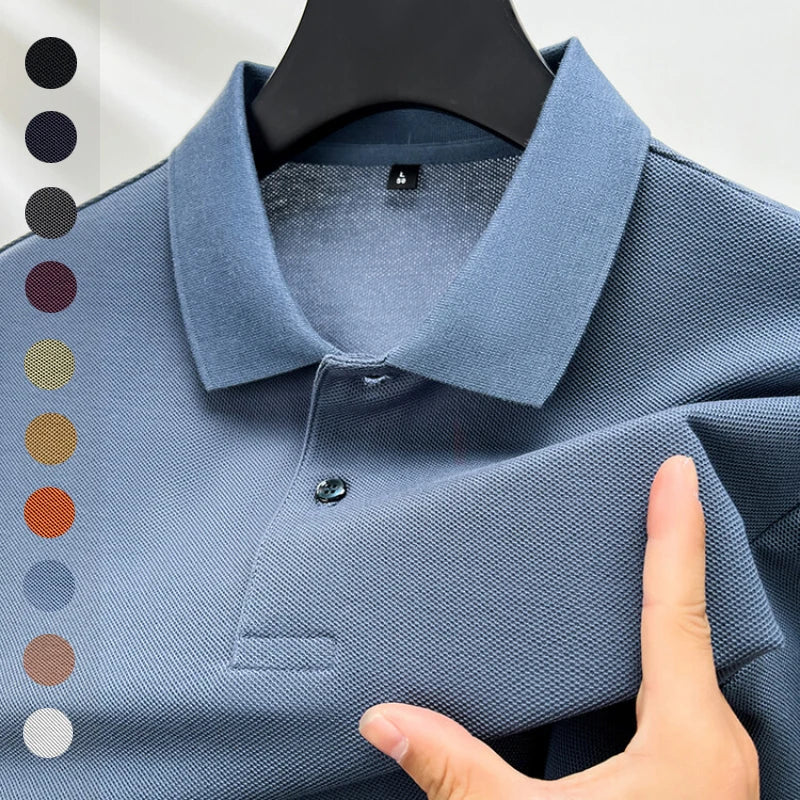 Men's T-shirt Polo, 100% Cotton 2024 Summer Fashion Casual Short Sleeve Polo Shirt, Lapel Wear Solid Color Top,Tees