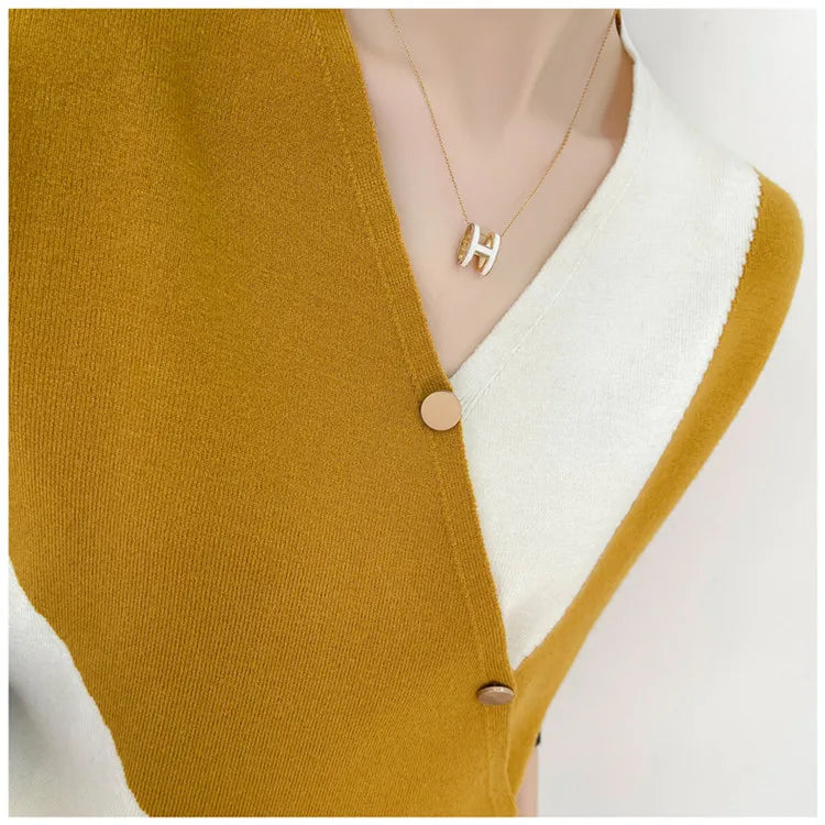 Women's Cashmere Sweater Spring Colorblock Sweater Women Casual Pullover Ladies Knitwear Fashion Sweater Female Thin Inner Top - reetell