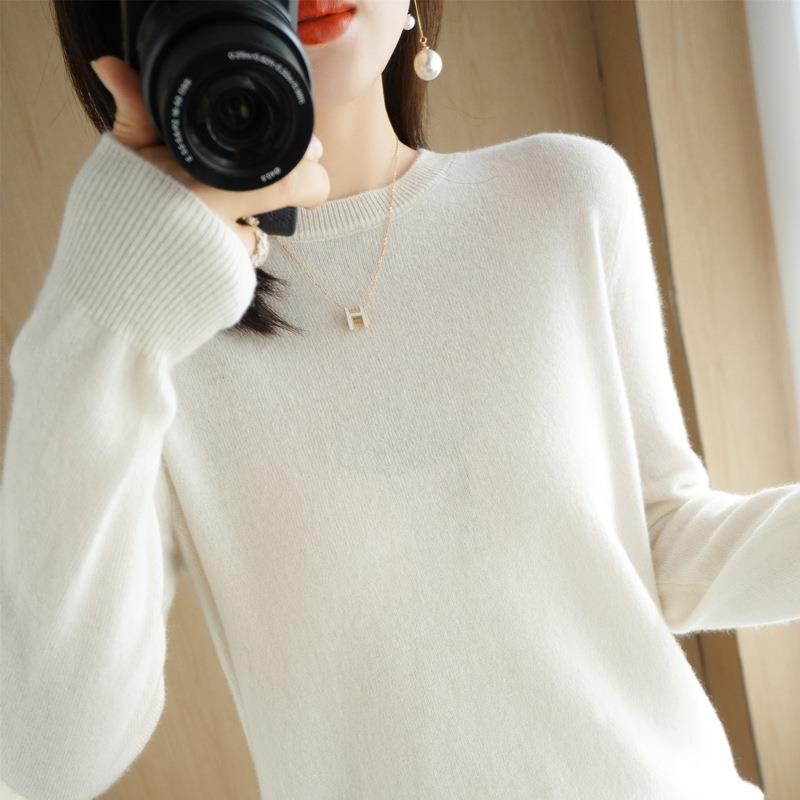 2024 Women Sweater Spring Autumn Long Sleeve O-neck Pullovers Warm Bottoming Shirts Korean Fashion Sweater Knitwear Soft Jumpers - reetell