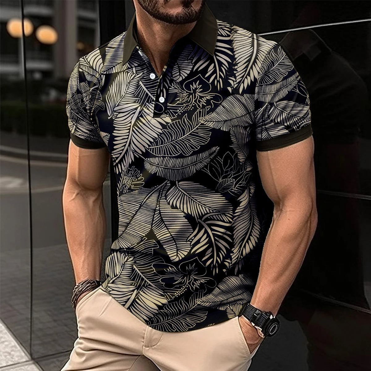 2024 New Summer Men's Best-Selling Polo Shirt Striped Printed Men's Clothing Color Patchwork Polo Casual Sports Men's Shirt