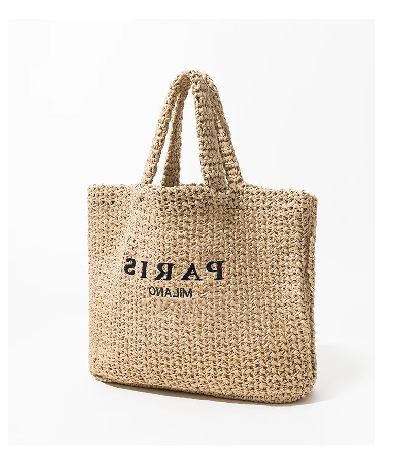 Fashion Large Capacity Straw Tote Bag Designer Letters Women Handbags Handamde Woven Summer Beach Bag Casual Bali Big Purse 2024