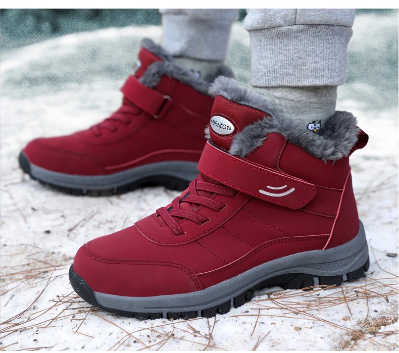 Winter Women Snow Boots Warm Plus Velvet Men Cotton Shoes Windproof Women's Boots Comfortable Casual Shoes Non-slip Hiking Boots - reetell