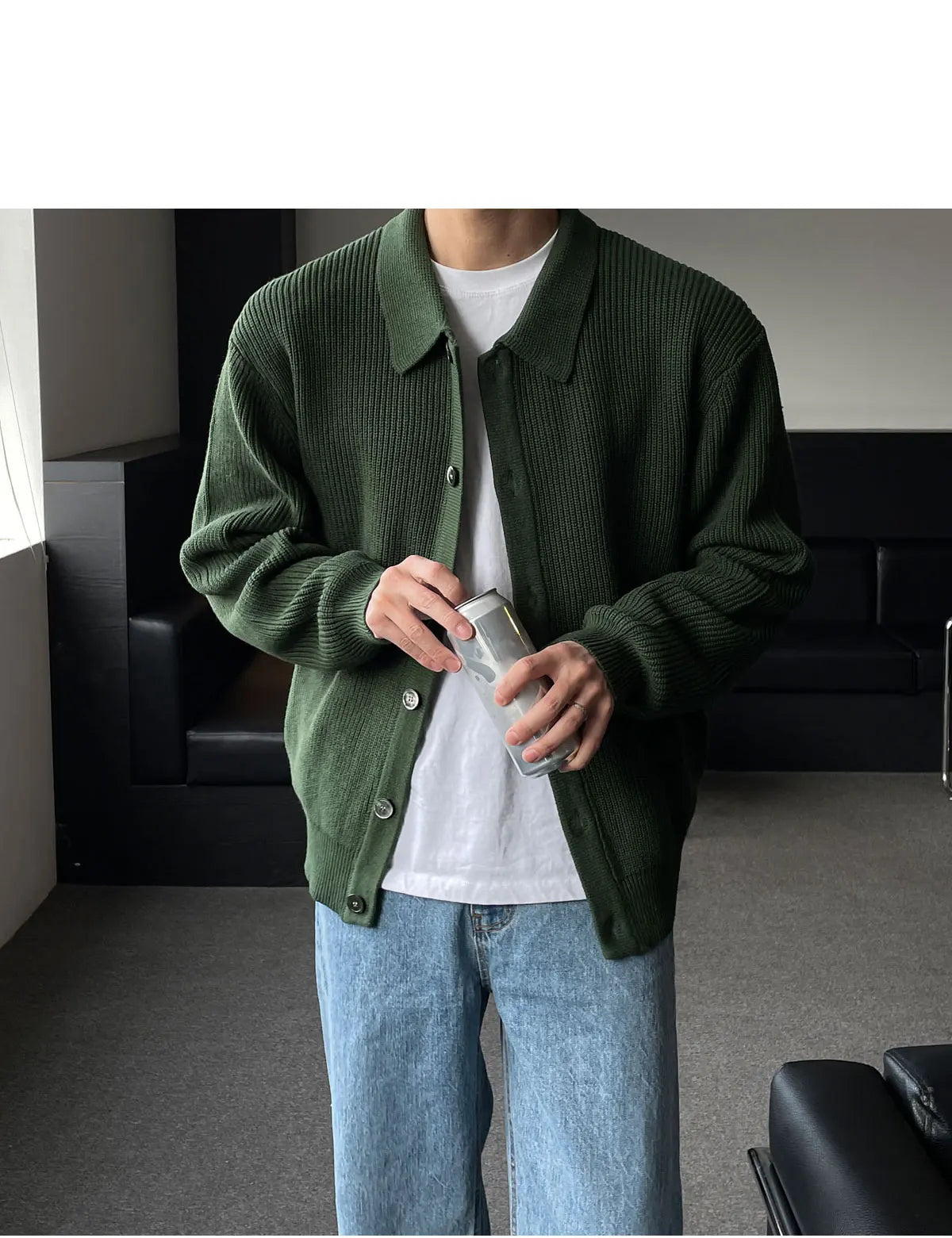 Men Sweater Coat Korean Fashion Knitted Coats Men Streetwear Slim Fit Casual Cardigan Coats - reetell