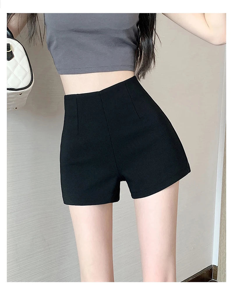 Zoki Pure Cotton Slim Sexy Shorts Women Korean Elegant Casual A Line Shorts Fashion Simple Female All Match Summer White Shorts - reetell