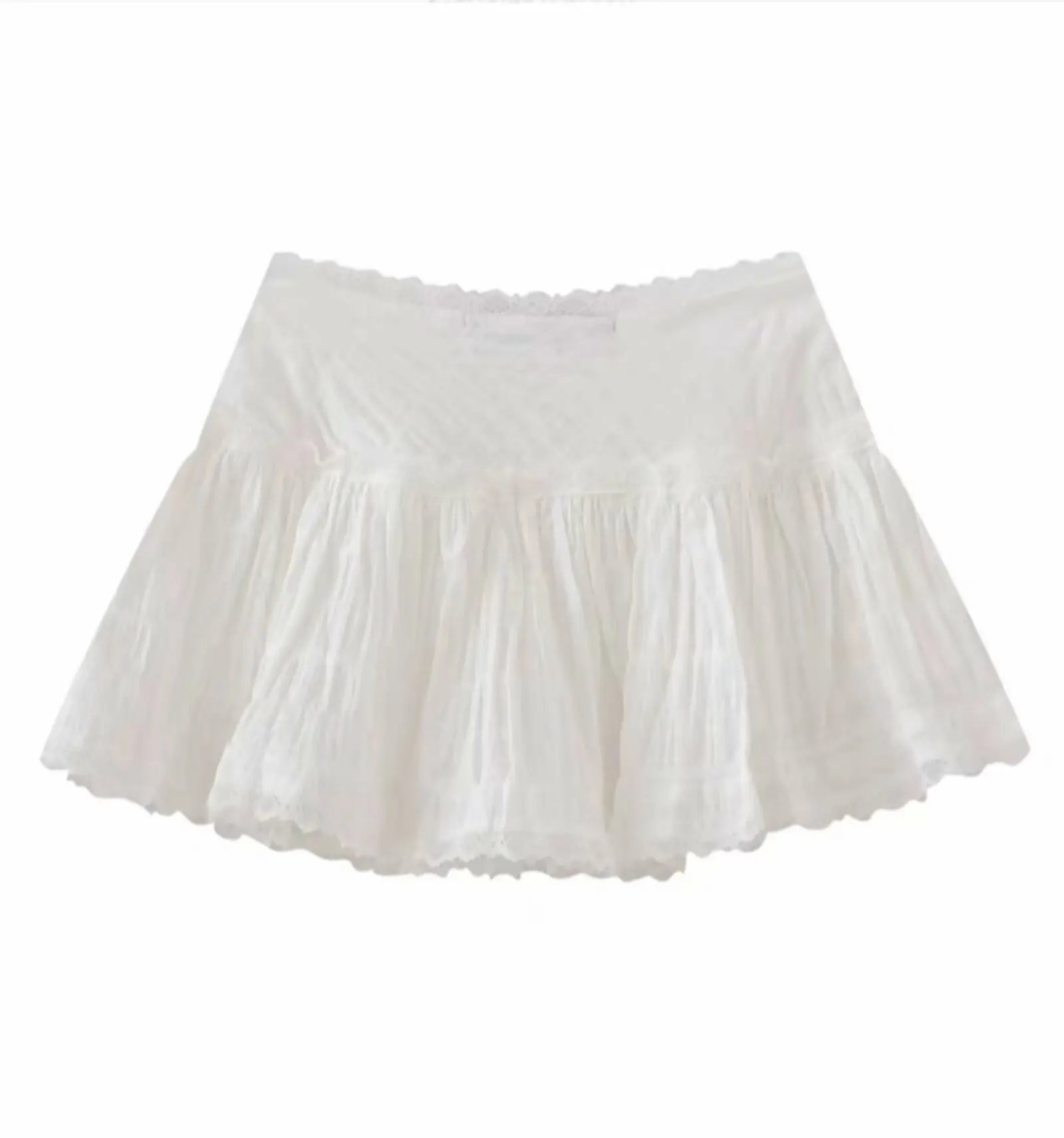 Sweet Women Lace Cake Mini Skirt 2024 Summer New Ladies High Waist A Line Skirt Women Cute Folds Mini Skirts - reetell