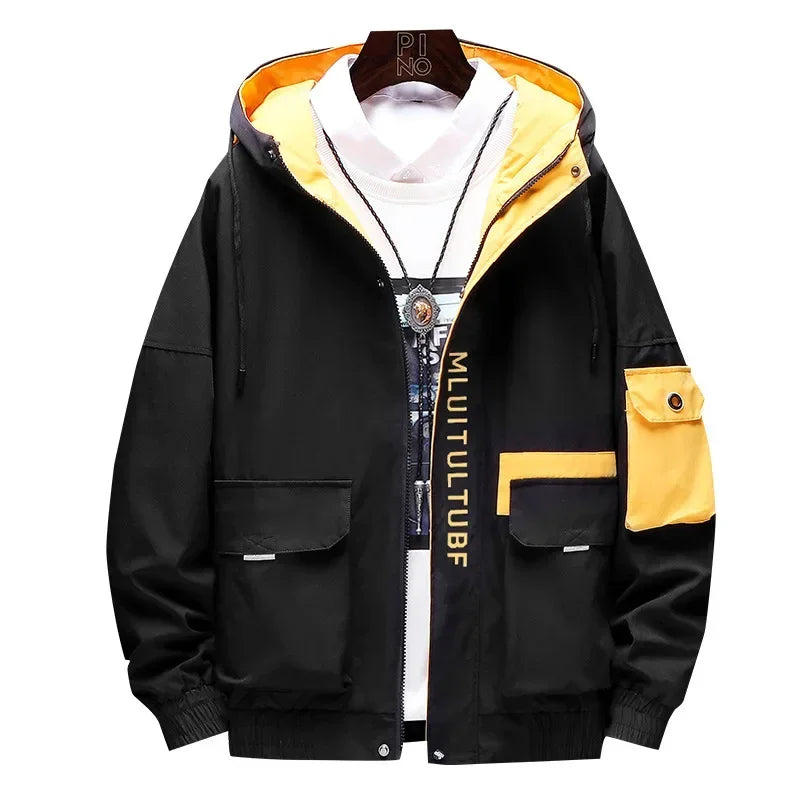 Prowow  New Mens Spring Autumn Jacket Zipper Casual Hooded Jakcet Fashion Patchwork Windbreaker Jacket Men Coat Clothing - reetell