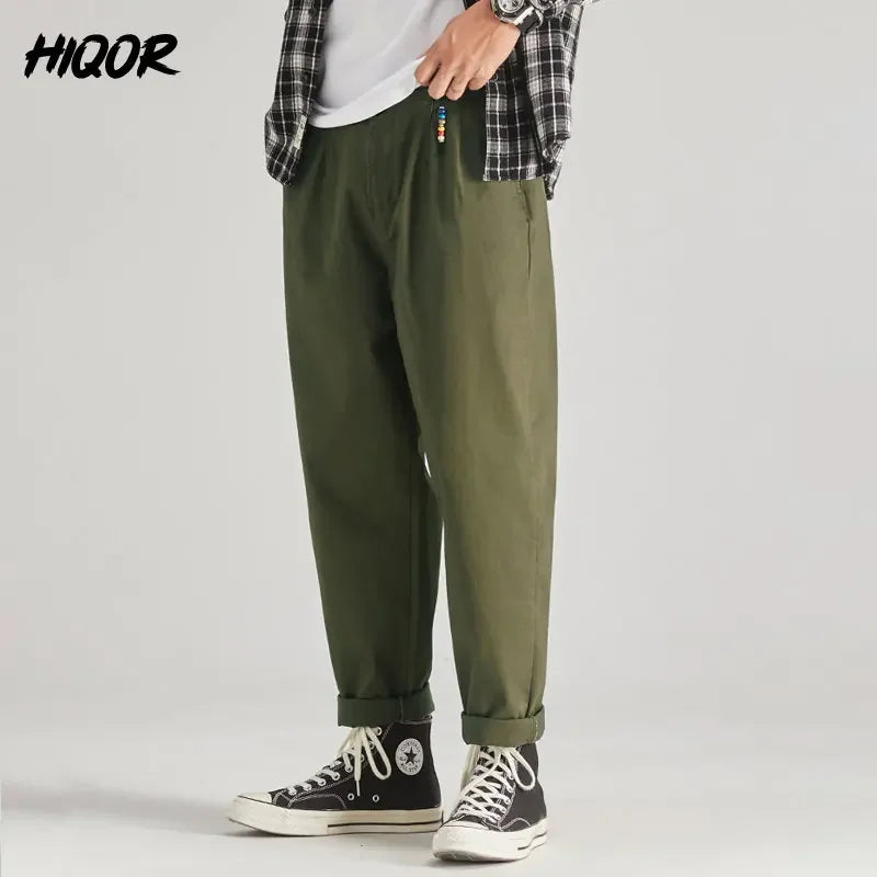 HIQOR Brand Japanese Cargo Trousers for Men New Men's Black Casual ArmyGreen Pants Trousers Men's Jumpsuit Male Oversize Pants