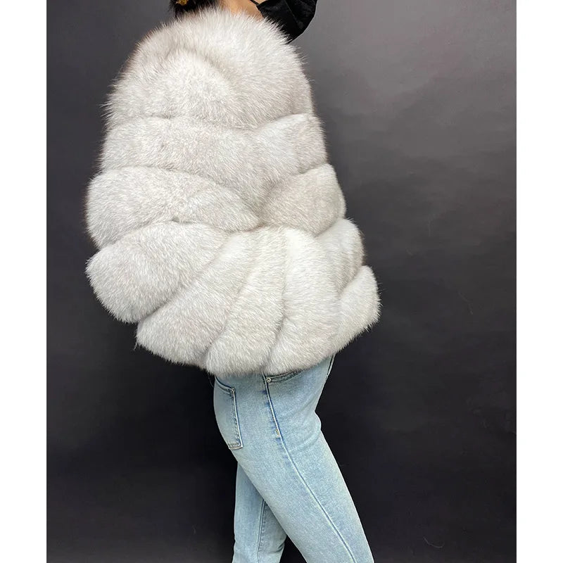 2024 New Natural white Winter Women's Cold Coat Top Fox Jackets Women clothing Luxury Furry Natural Real fox Fur Jacket Coats - reetell