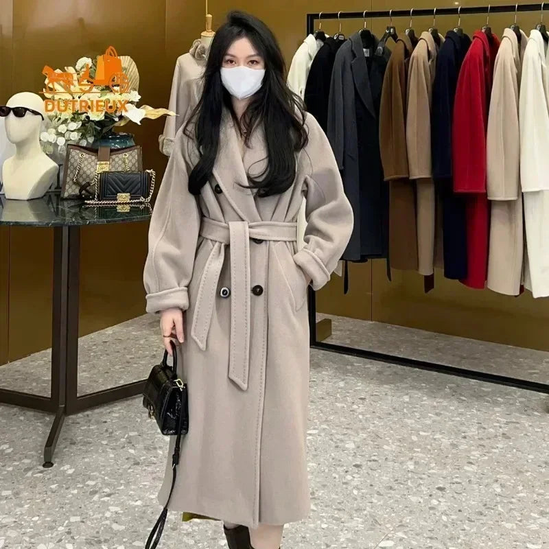 Women's Coat Double-sided 10% Cashmere 90% Wool Women's Long Coat Jacket, 2024 Winter New Long Cashmere Coat Women - reetell