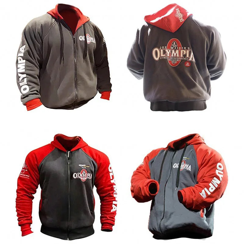 2023 New OLYMPIA Men Gyms Hoodies Gyms Fitness Bodybuilding Sweatshirt Pullover Sportswear Male Workout Hooded Jacket Clothing - reetell