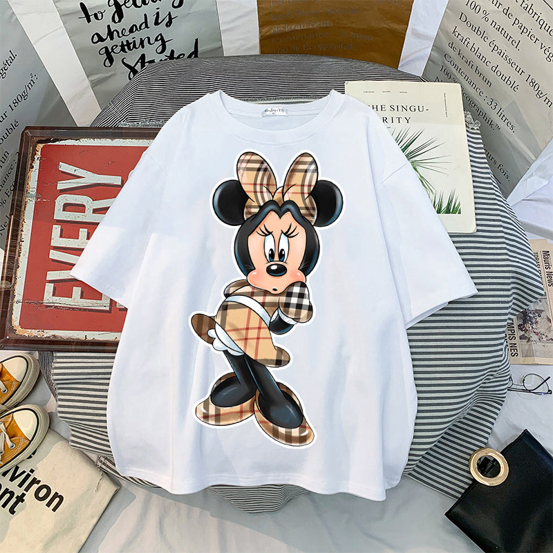 Women Tshirt Ulzzang Mickey Minnie Vintage Printed Tshirt Harajuku Streetwear Oversized Loose Casual Print Tops Y2k - reetell