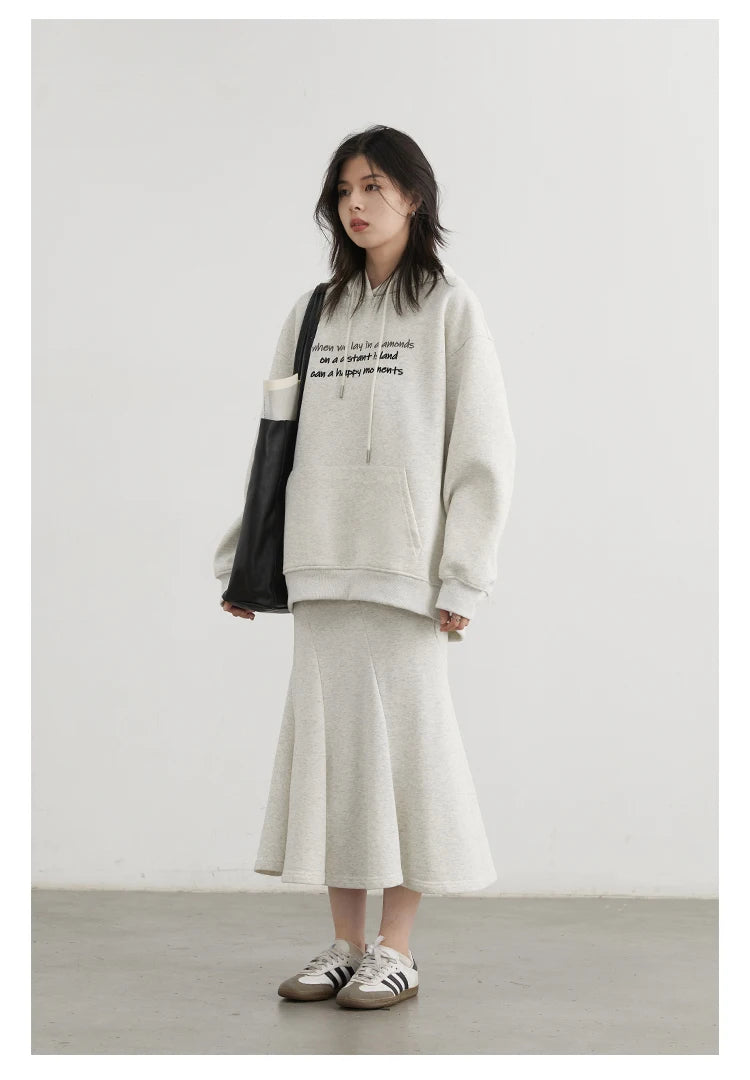 CHIC VEN Women's Sweatshirts Loose Casual New Korean Letter Embroidered Knitted Hoodies Coat Woman Skirt Autumn Winter 2024 - reetell