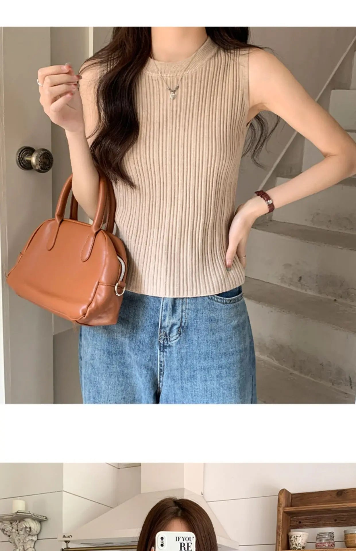 AOSSVIAO 2024 Korea Knitted Vests Women Top O-neck Solid Tank Blusas Y2K Summer New Fashion Female Sleeveless Casual Thin Tops - reetell