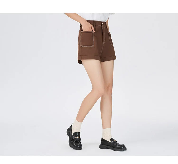 Semir Casual Pants Women Cargo Pants Simple And Handsome 2024 Summer New Pure Cotton A-Line Shorts Versatile - reetell