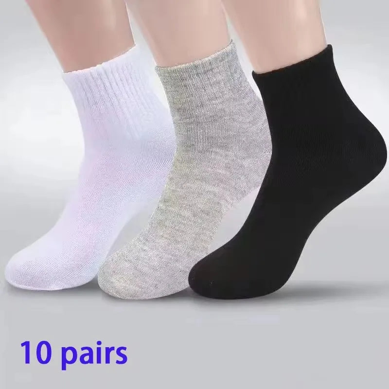 4/5/8/10/20 Pairs of MEN'S AND WOMEN'S Black Cotton Business Mid Length Soft and Warm Autumn/winter Solid Color Casual Socks