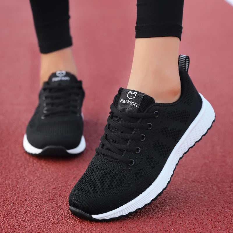 Wedges Shoes for Women Sneakers Mesh Breathable Casual Female Shoes Flat Light Lace-Up Summer Running Shoes Woman Vulcanize Shoe