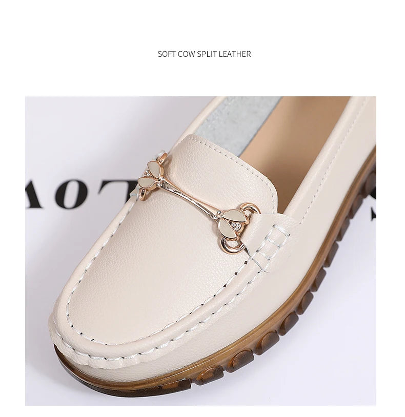 2024 New Classic Leather for Women Fashion Casual Comfortable Loafers Ladies Women Flat Soft Shoes - reetell