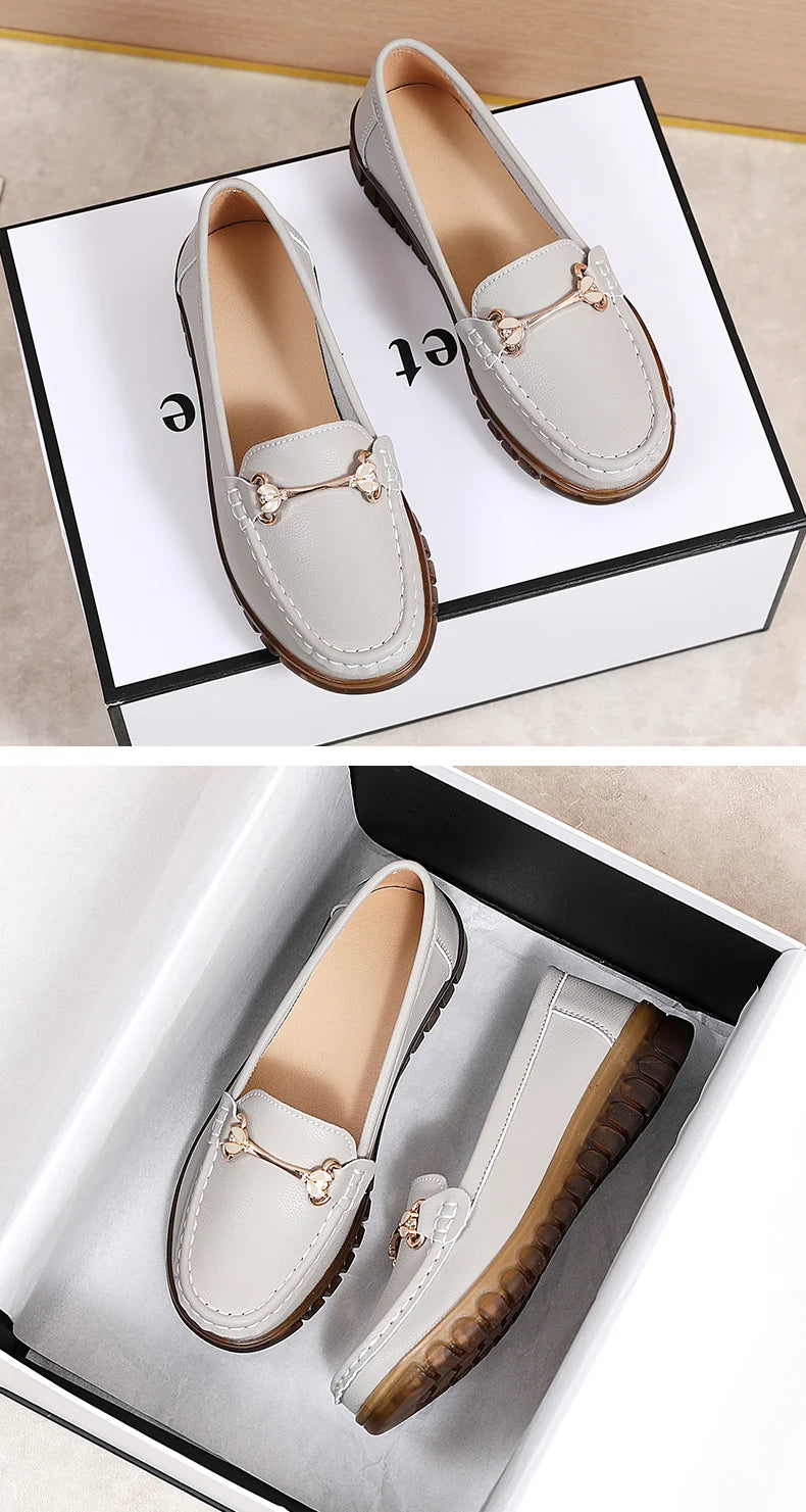 2024 New Classic Leather for Women Fashion Casual Comfortable Loafers Ladies Women Flat Soft Shoes - reetell