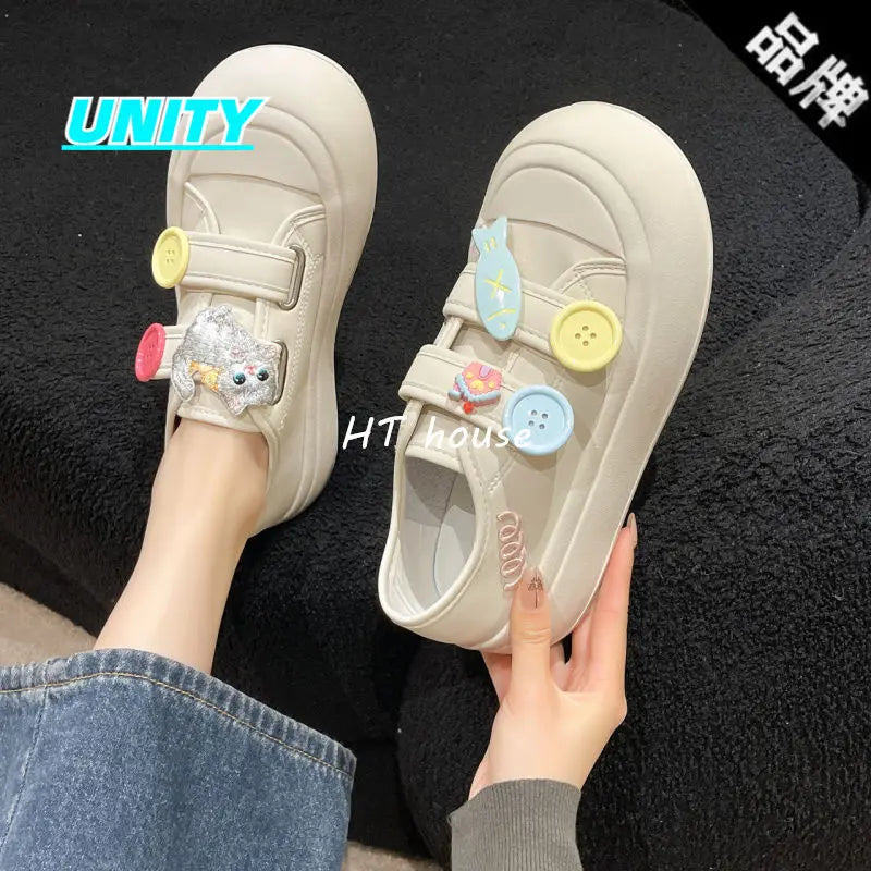 Kawaii Fish Platform Sneakers White Shoes Woman Casual Flats Spring Summer Tennis Female Vintage Vulcanize Cute Footwear Korean