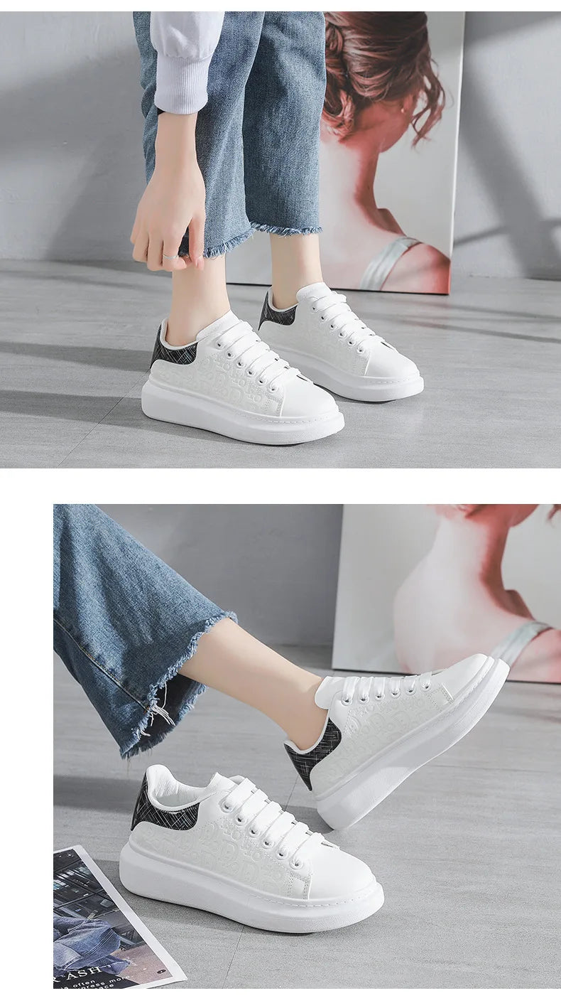 Sneakers for Women New Fashion Platform Shoe Spring Autumn Casual Flats Female Thick Sole Breathable White Vulcanized Shoes