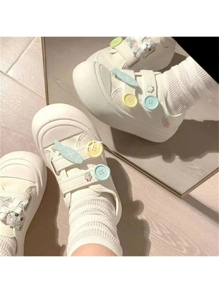 Kawaii Fish Platform Sneakers White Shoes Woman Casual Flats Spring Summer Tennis Female Vintage Vulcanize Cute Footwear Korean