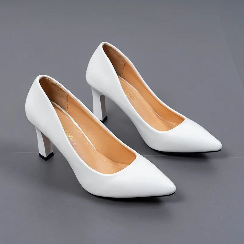 2024 Shoes Women Pumps Pointed Toe Fashion Single Shoes Shallow Casual Medium heels party Office shoes Large Size 38 39 41 - reetell