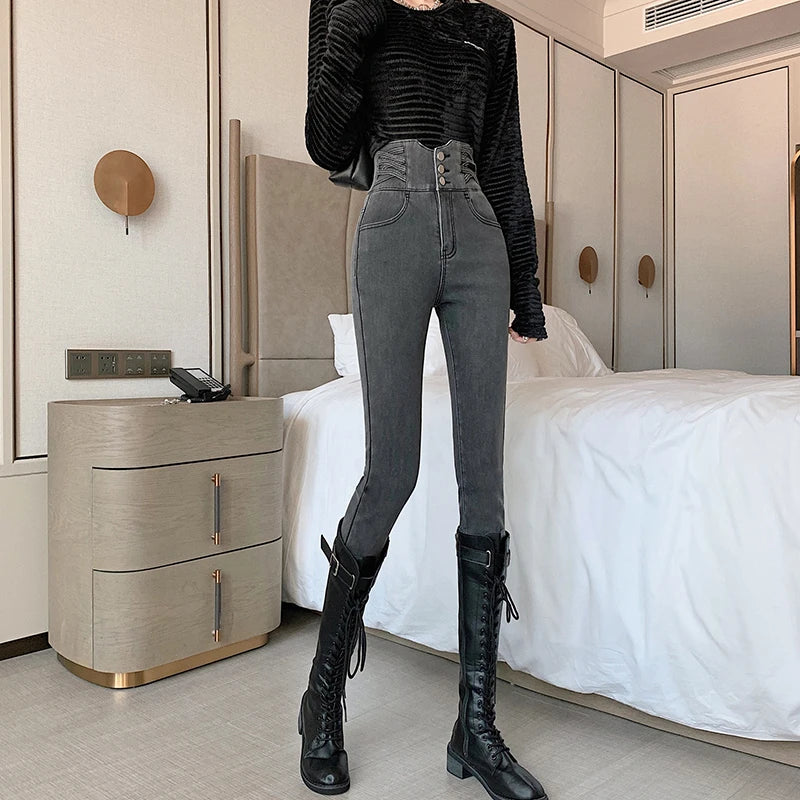 ZOENOVA Woman Jeans Vintage High Waist Women Skinny Pencil  Slim Stretch Denim Pants Tight Trousers 2023 Pant Y2K Korean Fashion - reetell