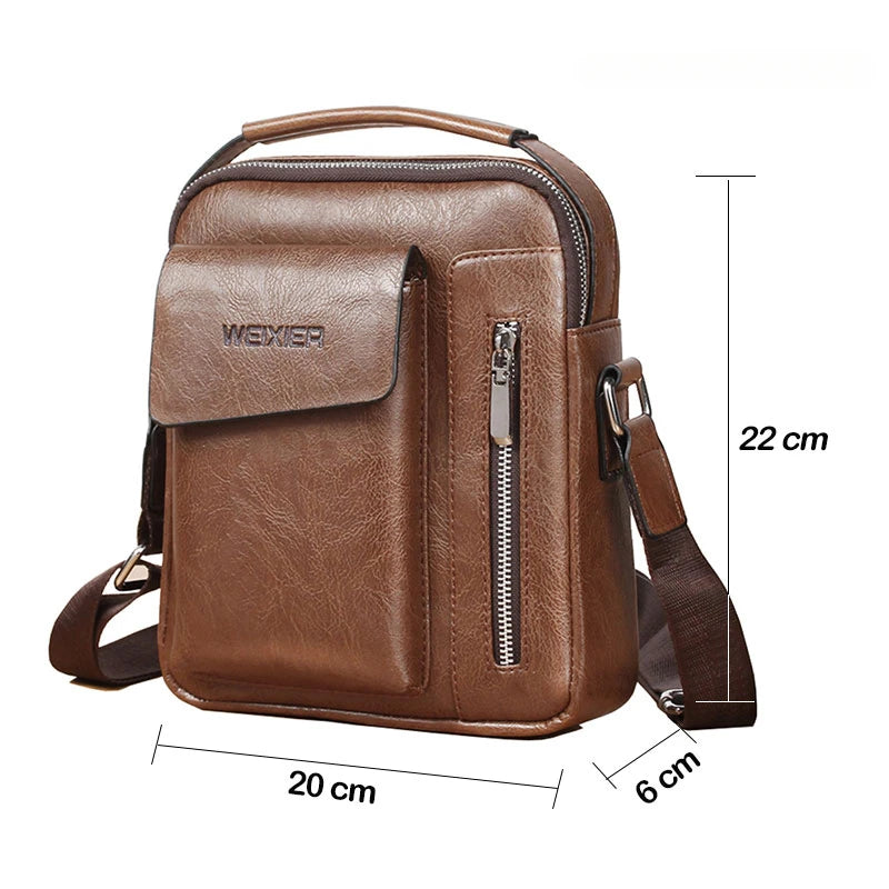 Casual Men Shoulder Bag Vintage Crossbody Bags Male Bag PU Leather Handbag Capacity Men Messenger Bags Tote Bag