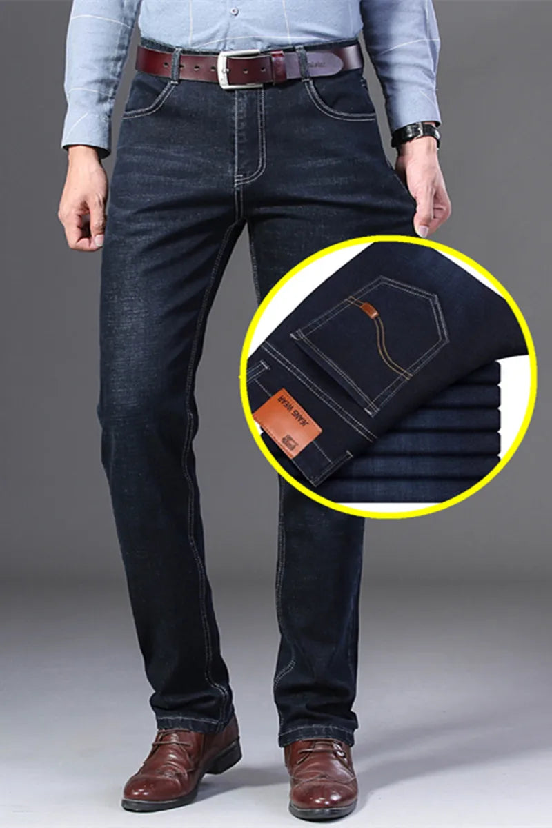 KUBRO Men Jeans Brand 2024 Fashion Business Pants Retro Classic Denim Trousers Autumn Casual Stretch Slim Jean Men‘s Denim Pant - reetell