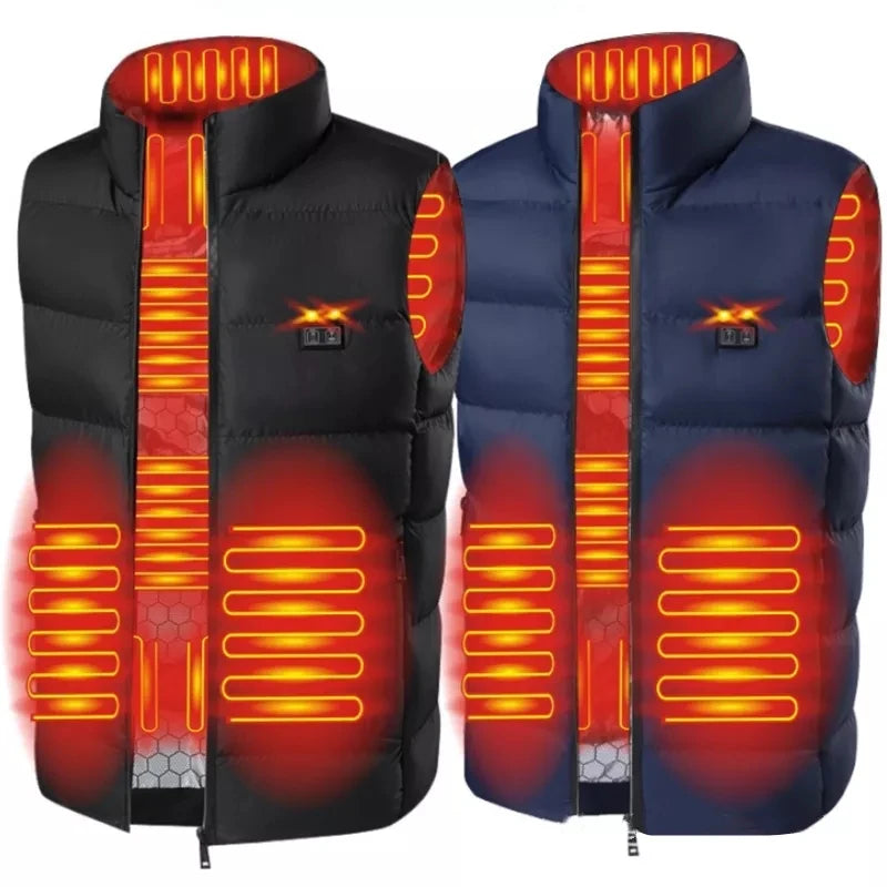 9 Areas Heated Vest Jacket USB Men Winter Electrically Heated Thermal Waistcoat for Hunting Hiking Warm Hunting Jacket - reetell