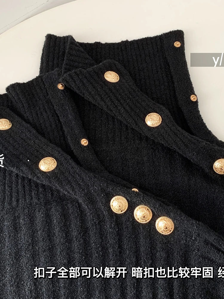 Autumn Winter Woman Old Money French Vintage Turtleneck Sweater Long Sleeve Pullovers Design Knitwears Coquette Aesthetic Thick - reetell