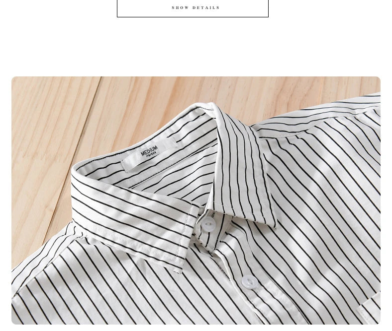 2024 Spring Autumn New Cargo Striped Long Sleeve Shirts for Men Clothing 100% Cotton Casual Soft Streetwear FY9678