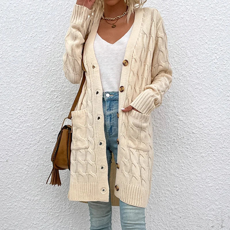 Women Casual Loose Cardigans Sweater Long Sleeve Knitted Coats Female Long Tops Women Streetwear Knitwear Outerwear Sweater Coat - reetell