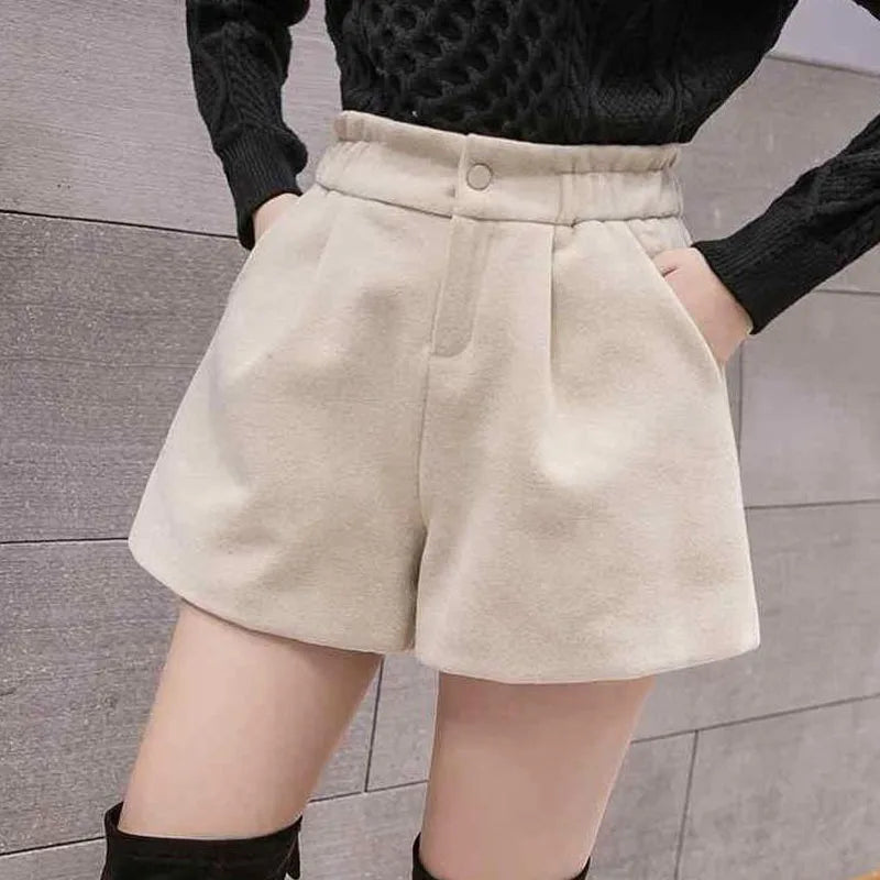 Autumn Winter New High Waist Elegant Shorts Women's Clothing 2023 New Temperament Commute Zipper Patchwork Pants for Female - reetell