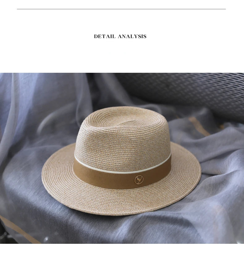 Designer New Natural Panama Soft Shaped Straw Hat Summer Women/Men Wide Brim Beach Sun Cap UV Protection Fedora Birthday Gift