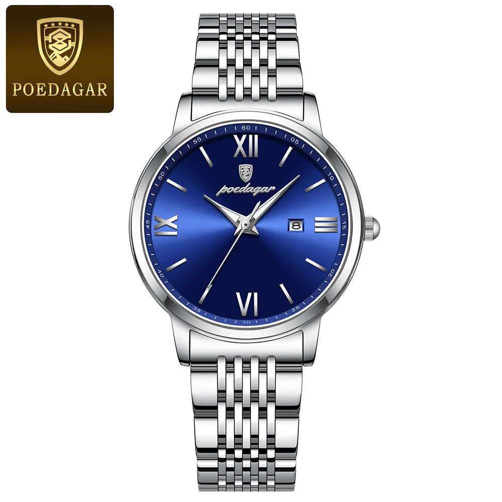 POEDAGAR New Quartz Watch Women Watches Ladies Stainless Steel Strap Waterproof Calendar Wristwatch Female Relogio Feminino